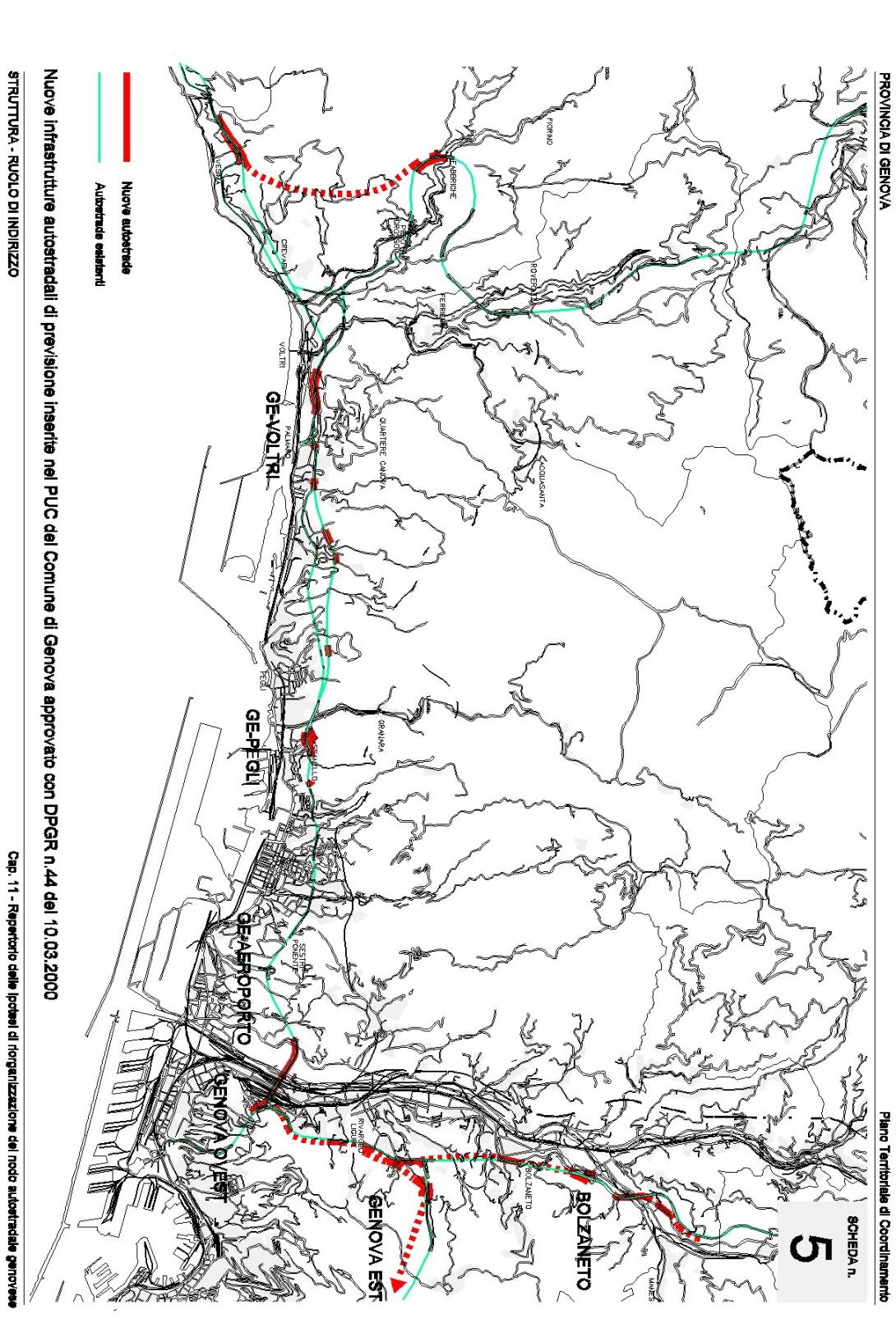 Scheda 5 - Nuove infrastrutture autostradali indicate nel PUC di Genova - approvato con D.P.G.R. n. 44 del 10.3.2000