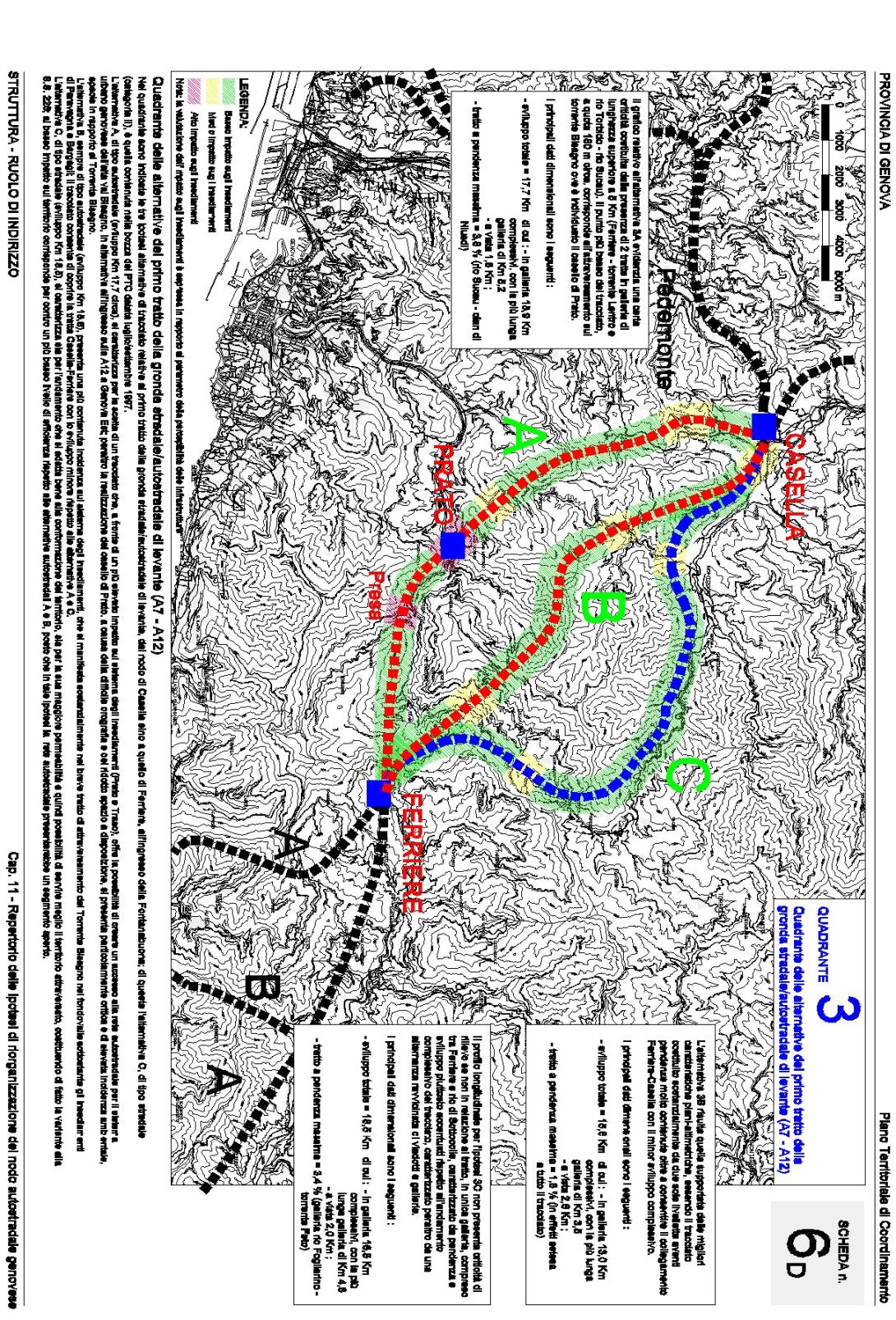 Scheda 6D - Quadrante delle alternative del primo tratto della gronda autostradale di levante (A7-A12)
